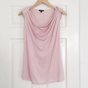 Express Drapey Embellished Cowl Neck Top